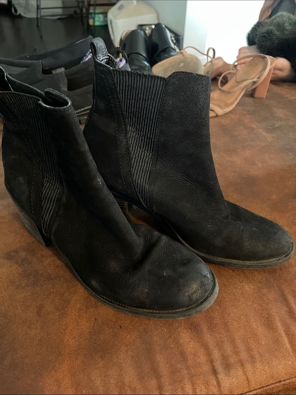 Aldo Black Suede Chelsea Ankle Boots